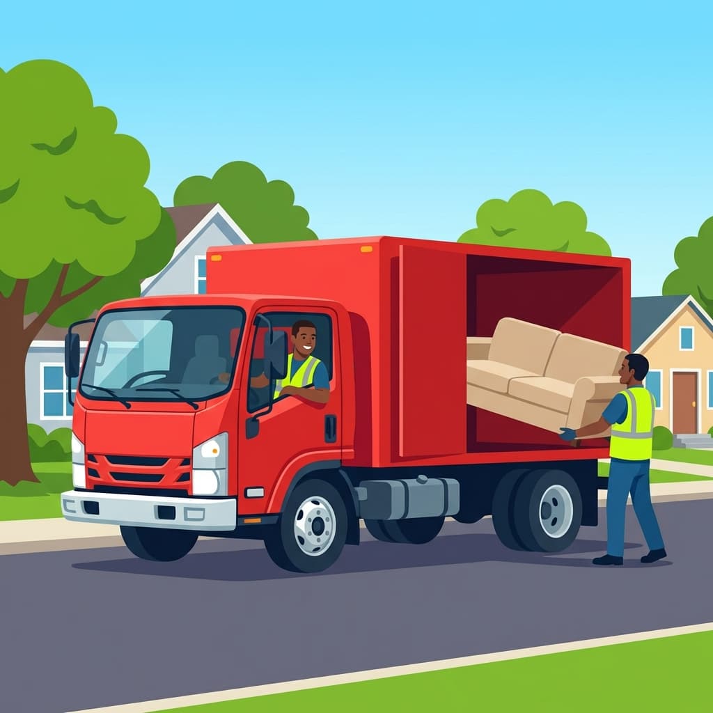 Professional red junk removal truck